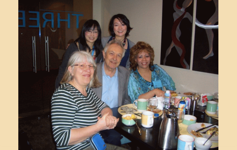 With Dr Michel Odent, Cornelia Ennings and Japanese Midwives Yuko and Kaoru